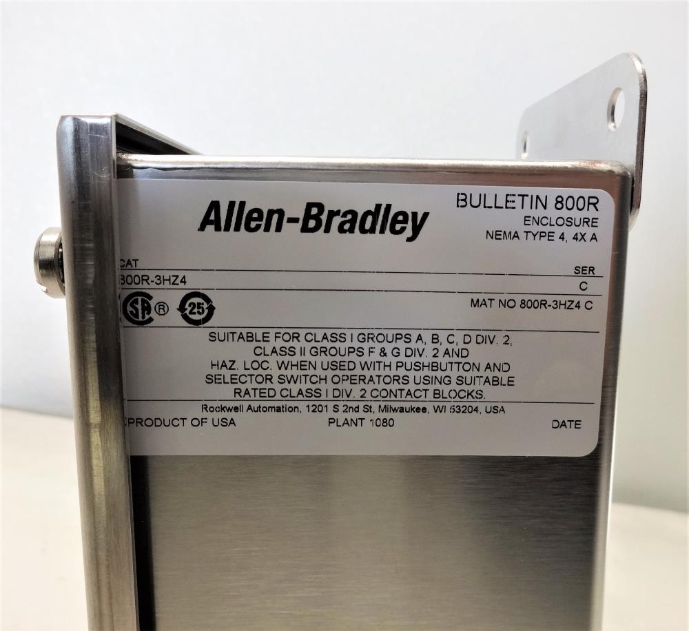 Allen bradley 3 hole push button enclosure 800r 3hz4